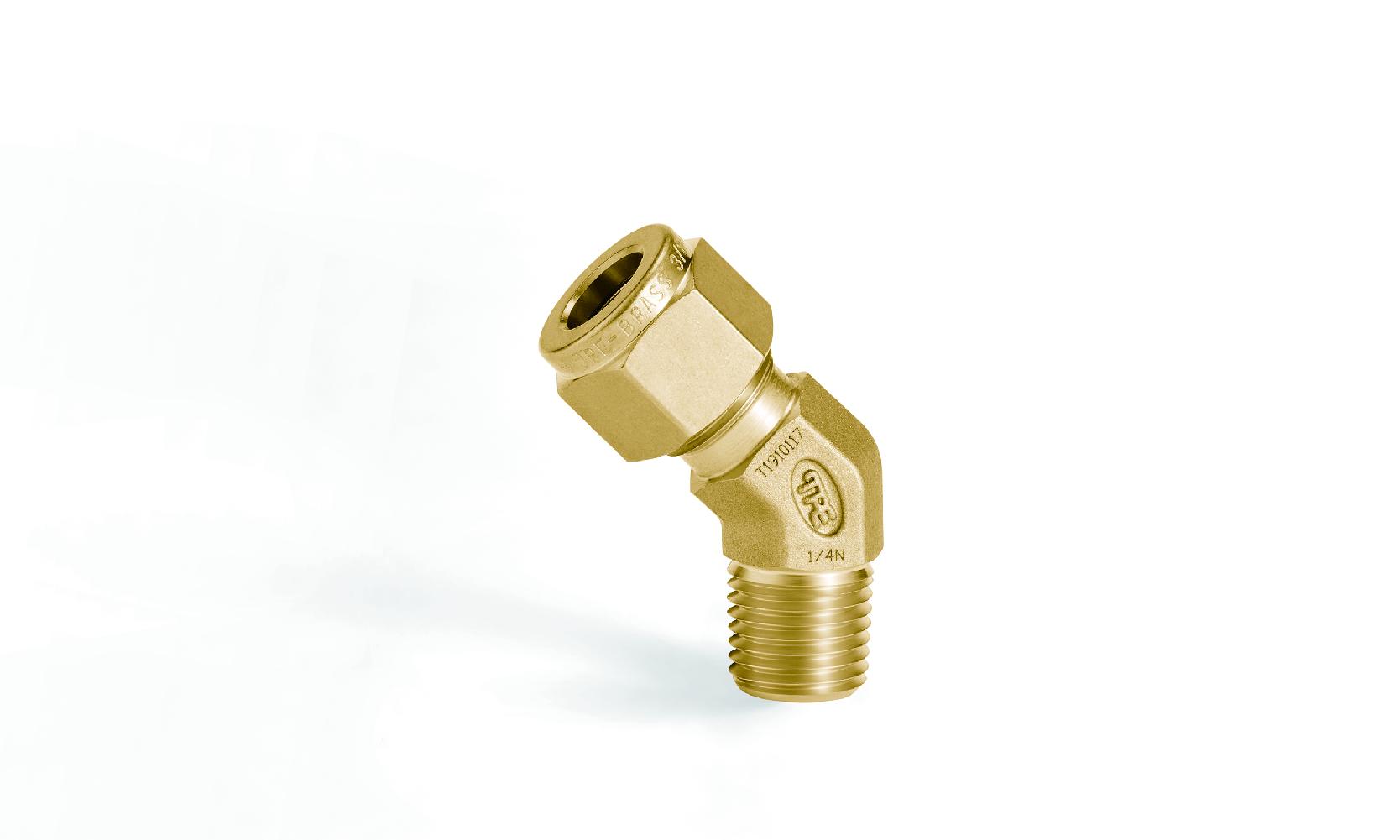 铜 JPE 45°卡套外螺纹弯头1/2"卡套 1/2"NPT